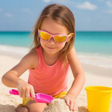 Imagem de Óculos de sol infantil-criança- c/ proteção uv bicolor-okl cor:rosa-am