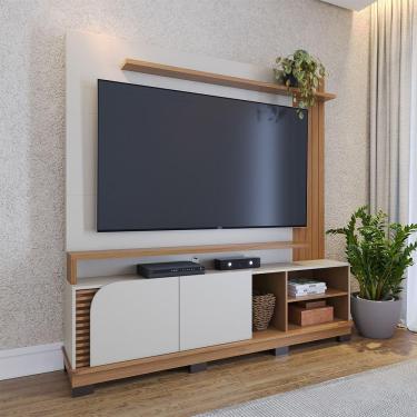 Imagem de Estante De Tv 75 Polegadas 180cm Itaim C04 - D'rossi Cor Off White Matte E Freijó