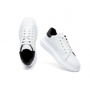 Imagem de Tênis Casual Estilo Street Moderno Sapatênis Confortável com Plataforma para Dia a Dia Trabalho Evento (Branco/Preto, BR, Adulto, Numérico, 37)