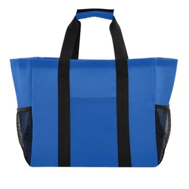 Imagem de ODAWA Bolsa de praia de lona lavável azul cobalto para academia e viagens, à prova d'água à prova de areia