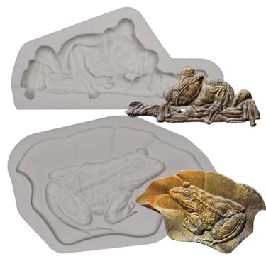 Imagem de Molde de silicone de sapo, molde de argila de sapo animal para artesanato, fundição decorativa DIY, projetos de arte de resina, design de relevo de tamanho grande
