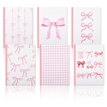 Imagem de Resurhang 6 peças de cadernos de composição de arco fofo, caderno de coquete escolar diário pautado, 18 cm x 24 cm, 110 páginas, presente fofo de volta às aulas para meninas adolescentes, professoras