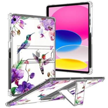 Imagem de BREIDMKFM Capa para iPad 9ª/8ª/7ª geração 2021/2020/2019 com suporte e suporte para caneta, capa transparente de TPU resistente à prova de choque para iPad 10,2 polegadas orquídeas beija-flor