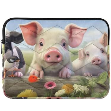 Imagem de Capa protetora para laptop com animais de fazenda de porcos fofos para Mac Air 13 polegadas capa protetora para notebook capa universal 13-14 polegadas