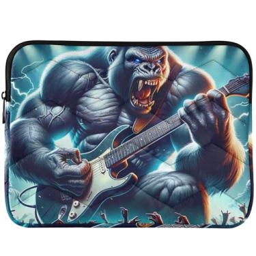 Imagem de Gorilla Guitarist Print Cute Laptop Sleeve Puffy Computer Case Universal 13-14 polegadas Laptop Bolsas, capas e capas para Macbook Pro 14 polegadas capa capa capa