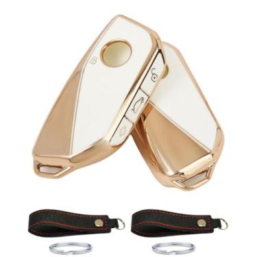 Imagem de UOKEY Capa inteligente de proteção total para chaveiro adequada para BMW X1 X2 X3 X5 X6 X7 530i 540i 740i iX XM i5 i7 2023 2024 2025 (2 brancas, TPU)