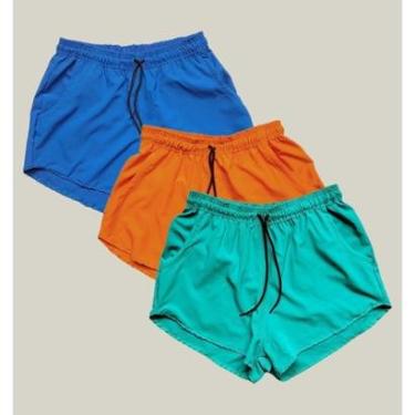 Imagem de Kit 3 Shorts Praia Feminino Elastano Premium WSS Azul e Verde-Feminino