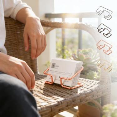 Imagem de Porta-cartões de visita para mesa, organizadores de cartões de metal fofos e acessórios de mesa de escritório para homens e mulheres