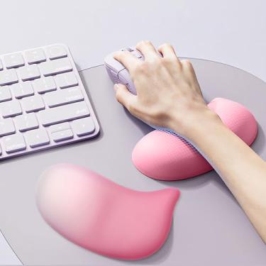 Imagem de Descanso de pulso para mouse pad, almofada ergonômica de gel para descanso de pulso, mouse pad com design côncavo com base antiderrapante para digitação, alívio da dor para escritório, casa, jogos