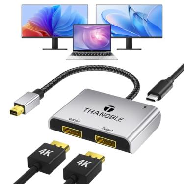 Imagem de THANDBLE Adaptador Mini DisplayPort para DisplayPort duplo para monitor duplo, Thunderbolt 2 para 2 DP fêmea divisor adaptador de exibição estendida, compatível com MacBook Air, Mac iMac, Surface Pro