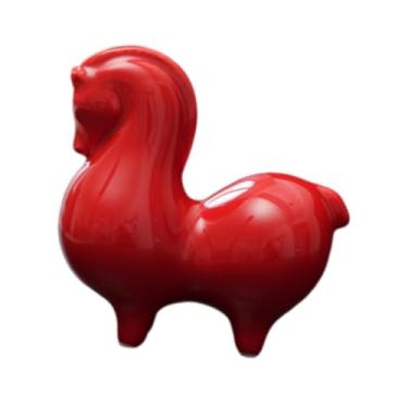 Imagem de Ioensy Enfeite de cavalo fofo, moderno, para decoração do Ano Chinês, escultura para escritório, sala de estar, prateleira ou mesa, Ruiva para Cima