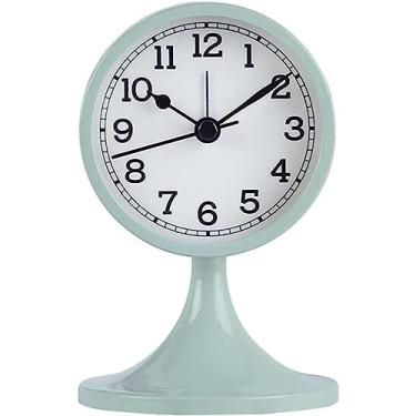 Imagem de Relógio digital multifuncional simples para quarto, despertador silencioso alimentado por bateria, relógio mudo de metal antigo, sala de estar, quarto, relógio de mesa-D