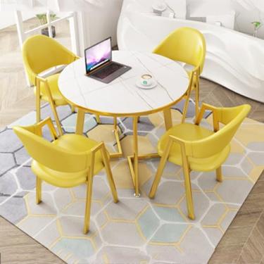 Imagem de Conjunto de mesa e cadeira de clube de recepção de escritório, mesa de negociação, mesa de centro com cadeira, pequenas mesas de conferência, conjunto de mesa de jantar para 4 (cor: 38, tamanho: 31,4