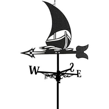 Imagem de Palheta meteorológica metal cata-vento retro cena fazenda estaca jardim indicador de direção do vento, decorações de jardim cata-vento cor 4