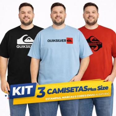 Imagem de Kit 5 Camiseta Masculina Plus Size Algodão 100% G1 G2 G3 G4 G5 Estampa