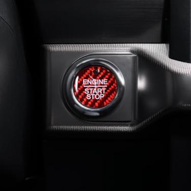 Imagem de BETTERHUMZ Adesivo decorativo de botão de partida do motor de carro para Ford F150 2025 2024 2023 2022 2021 2020 2019 2018 2017 2016 2015 Fibra de Carbono Acabamento do Console Central Acessórios