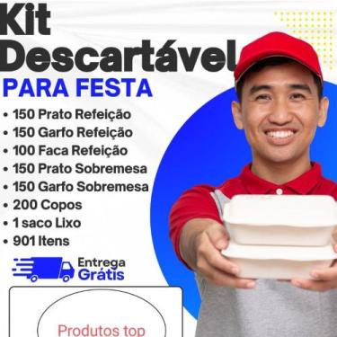 Imagem de Kit Descartaveis Para festa 901 Peças: Pratos Gafos Facas Copos Saco d
