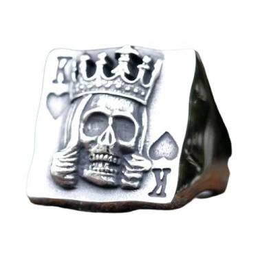 Imagem de Anel Unissex Punk Caveira Poker Em Aço Inoxidável 316L  Joia Estilosa 