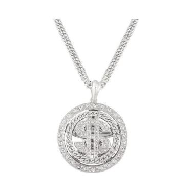 Imagem de Colar Com Pingente Giratório De Dólar Americano Em Ouro E Prata Para H