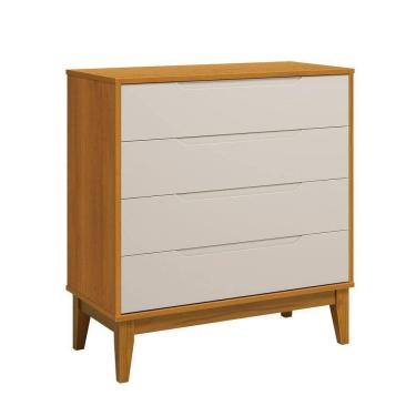 Imagem de Comoda Gaveteira Elfe Classic 4 Gavetas Areia Fosco Com Savana - Moveisaqui