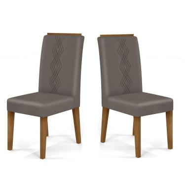 Imagem de Cadeira De Jantar Yasmin Conjunto Com 2 Cadeiras Freijó Com Veludo Lunar