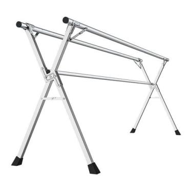 Imagem de Escorredor de roupas retrátil ao ar livre - Suporte de lavanderia de aço inoxidável resistente, independente com 20 cabides à prova de vento para secagem eficiente de roupas, solução para economia de