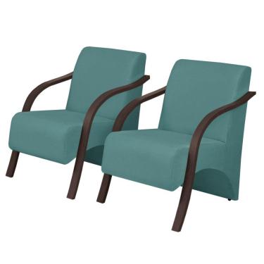 Imagem de Kit 2 Poltronas Vênus 1 Lugar Pé Madeira D Salla Turquesa