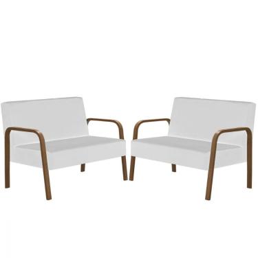 Imagem de Kit 2 Jade 2 Lugares Braço Madeira D Salla Courino Branco