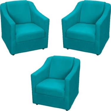 Imagem de Kit 3 Poltronas Decorativas Para Sala Recepção Manicure Escritório Con