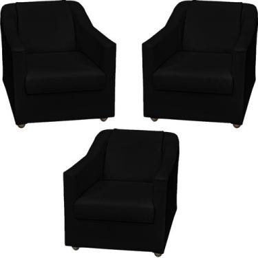Imagem de Kit 3 Poltronas Decorativas Para Sala Recepção Manicure Escritório Con