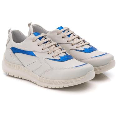 Imagem de Tênis Ranster Feminino Confortável em Couro Legítimo detalhe azul-Feminino