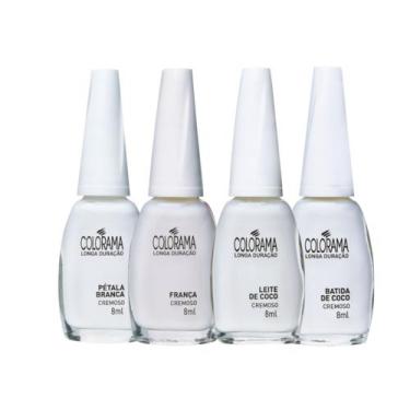 Imagem de Kit 8 Esmaltes Impala Colorama Tons Brancos Perolado Esmalte Atacado F