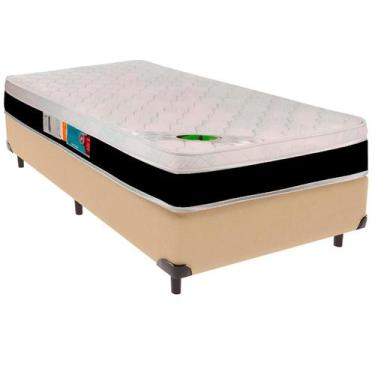 Imagem de Cama Box Solteirão e Colchão Roma Molas Ensacadas Luckspuma Ocre