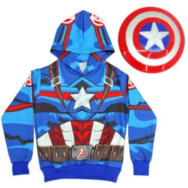 Imagem de Blusa De Moletom Com Capuz Com Escudo Do Capitão America - Fantasia Br