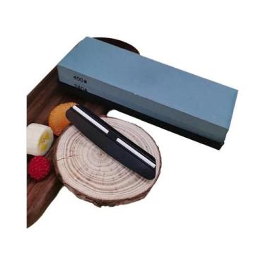 Imagem de Kit Profissional De Pedras De Afiar Facas Com Base De Bambu Antiderrap