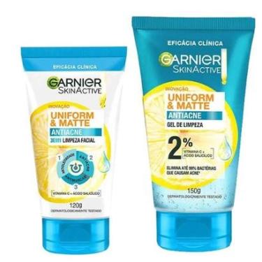Imagem de Garnier Skin Uniform & Matte Kit - Sabonete Facial 3 em 1 + Gel de Limpeza Facial Kit-Unissex