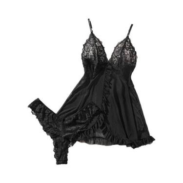 Imagem de Conjunto De Lingerie Vermelha Para Mulheres, Camisola Transparente Com