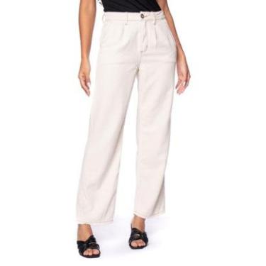 Imagem de Calça de Sarja Feminina Max Denim com Friso Reta Creme-Feminino