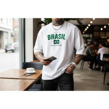 Imagem de Camiseta Masculina Casual Brasil Rio de Janeiro Estilosa em Algodão do P ao G1-Masculino