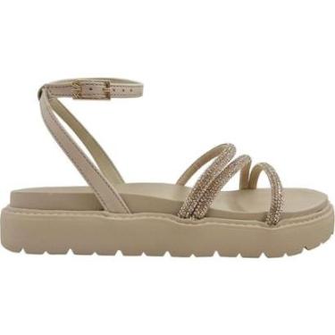 Imagem de Sandália Feminina Papete Flatform Casual Dia a Dia Passeio Trabalho Conforto com Strass Via Marte 17-Feminino