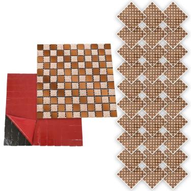 Imagem de Pastilha De Vidro Autocolante Kit 30 Uni Parede Cozinha Box Banheiro Sala Decorativa Requintada Moderna Facil Aplicacao