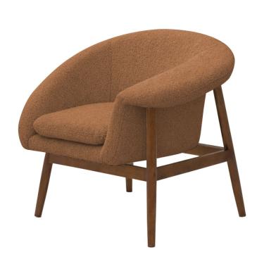 Imagem de Poltrona Decorativa Yumi Base Madeira Braço Esquerdo Bouclé Terracota - Nexta Casa