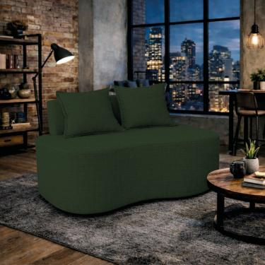 Imagem de Sofá Bellé 100cm Moderno Confortável Sala Estar Luxo Linho Verde