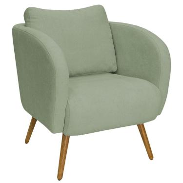 Imagem de Poltrona Decorativa Dana Pés Palito Madeira Castanho Bouclé Verde Claro - Nexta Casa