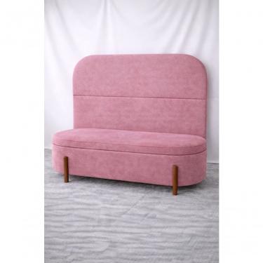 Imagem de Kit Atenas Cabeceira De Cama Box Orgânica E Recamier Calçadeira Baú Casal 140 Cm Suede Rosa Eli Móveis E Decoração
