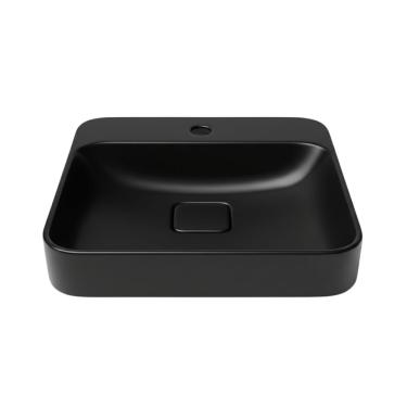 Imagem de Cuba para Banheiro Blenda Quadrada Sobrepor Porcelana Vitrificada com Mesa e Furo Preto