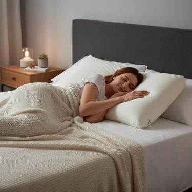 Imagem de Travesseiro Nasa Alto Confort 50 X 70CM Tradicional Espuma Visco 13CM Antiácaro Bege