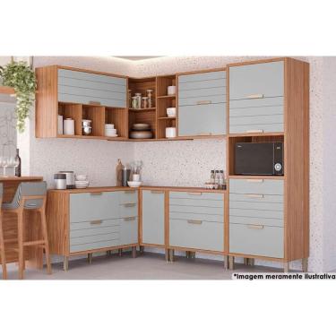 Imagem de Kit Cozinha Completa Modulada Eloise 7 Gavetas 100% MDF 120CM Cinamomo Platina