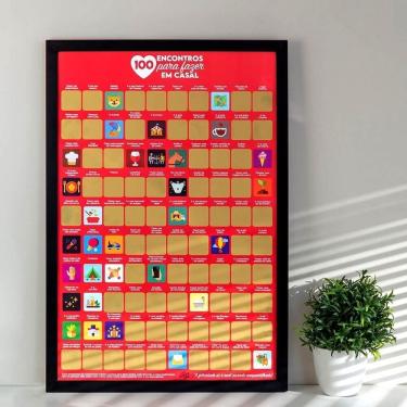 Imagem de Pôster Raspadinha 100 Encontros Para Casal Com Moldura