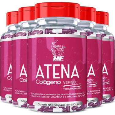 Imagem de  5x Atena Anticelulite 500mg 120cps Colageno Verisol Hf Suplements
